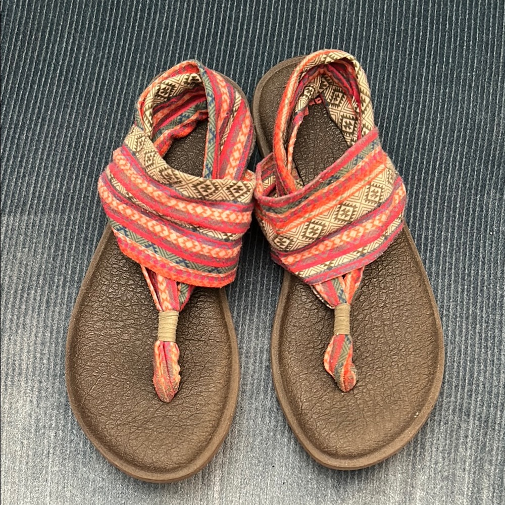 Sanuk Yoga Sling Colorful  Strappy Sandals for Women - Size 7